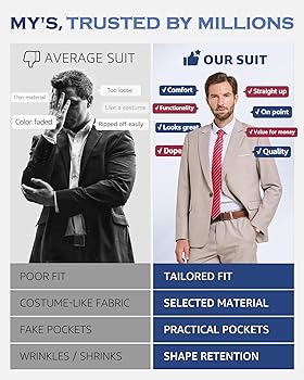 新品未使用　soyy. My Suits MY'S Men's 2 Piece Suit with Tie, One Button Slim Fit Solid